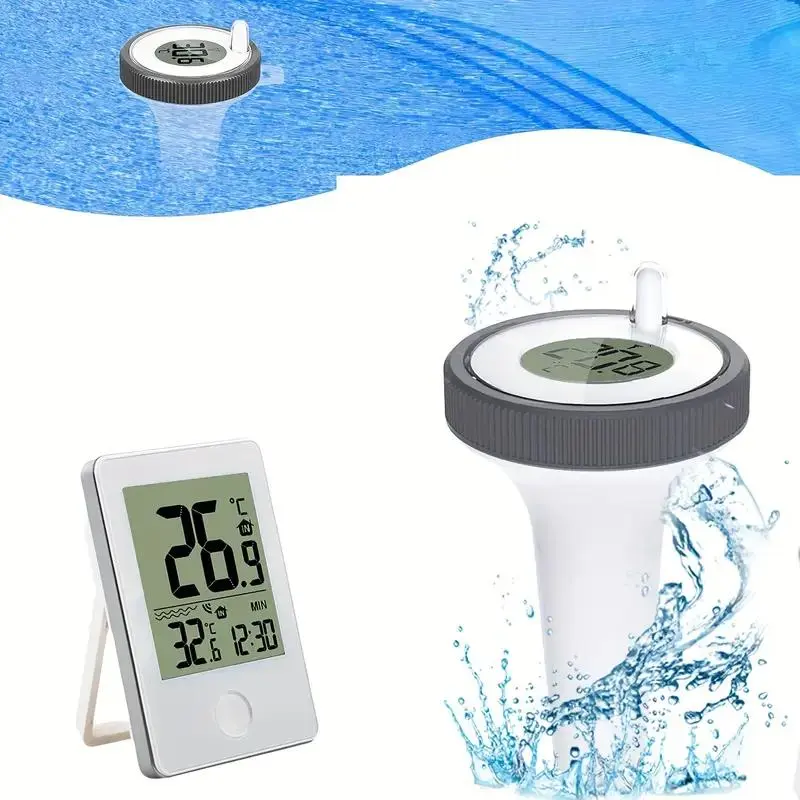 Floating Pool Thermometer, Wireless Digital Monitor Thermometer, Easy-read Thermometer for Swimming Pools, Bathtubs, Fishbowls and Ponds, Above Ground Pool Accessories, Outdoor Pool Accessories