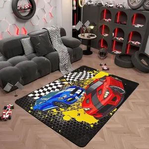 Racing Car Rug,Cartoon Street Style Graffiti Sports Cars Indoor Floor Mat for Kids Boys Girls Youth,Speeding Game Carpet,Extreme Sports Bedroom Rug Living Room,Bedside,Playroom Decor,3x5
