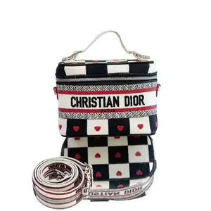 Pre-owned Fabrics Cosmetic bag Christian Dior Diortravel Small Vanity Case – Dioramour Valentine's Day Edition