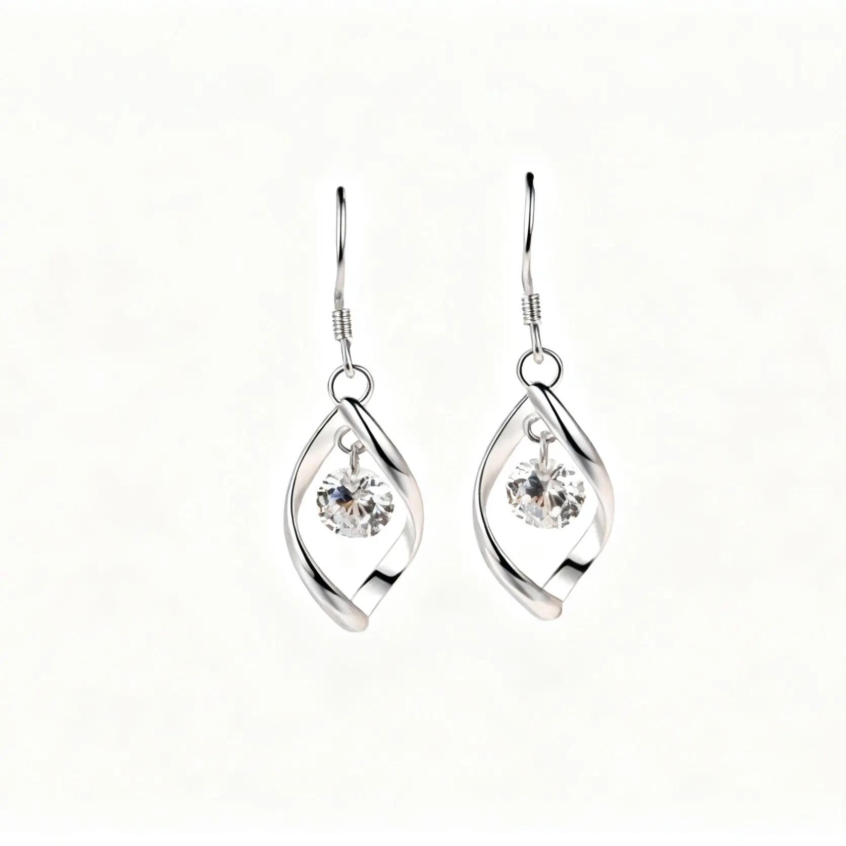 Women's Cubic Zirconia Gemstone Earrings - 1pc, Electroplating White Gold-Platinum Copper Base, Synthetic Colored Gem Inlays, Adult Female Fashion Costume Jewelry Accessories, Choking Hazard Small Parts, Adults, Copper Plated With Platinum