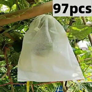97-Piece Fruit Protection Bags, Bird & Insect Proof, Breathable Net Pouches, Universal for Grapes & Strawberries, Gardening Essential Tool, Plant Protector