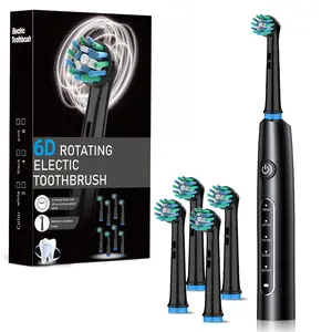 Ultimate 6D Deepclean Rechargeable Rotating Toothbrush for Sensitive Teeth, 4 Heads Included, Non-Button Cell Battery, Model 2005
