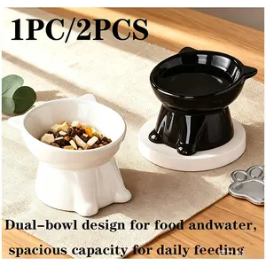 High-Tier Cat Dog Bowl 15° Incline, Anti-Vomit Elevated Pet Feeder, Cervical & Spinal Protection, Non-Slip Base, Durable Plastic, Wet/dry Food Compatible, Feeding