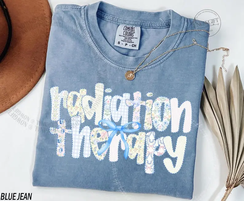 Comfort Colors® Radiation Therapist Shirt, Radiation Therapist Tshirt, Bow Floral Radiation Therapy, Radiotherapy, Radiation Therapist Gift