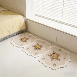 Bedside Rug Floral Design, Soft Comfortable Non-Slip Mat, Cute Sweet Decorative Carpet for Bedroom, Casual Style Room Decoration, Decorative Rugs