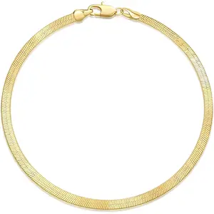 14K Gold Anklets for Women 14K Gold Ankle Bracelets for Women Snake Anklet Bracelets for Womens Glow with Soft Understated Sheen Herringbone Anklet for Womens