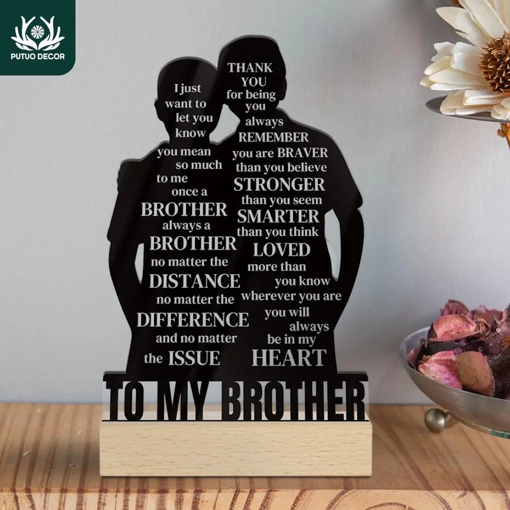 To My Brother Letter with Wooden Base, Desktop Decoration for Home Farmhouse Living Room, Gift for Brother, home decor gifts, Decorative Plaque