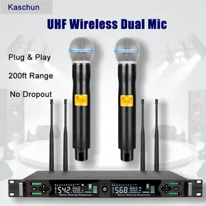 Kaschun 39D Professional Wireless Audio Microphone System - Dual 2-Handheld Mics Set for Karaoke, Home Use