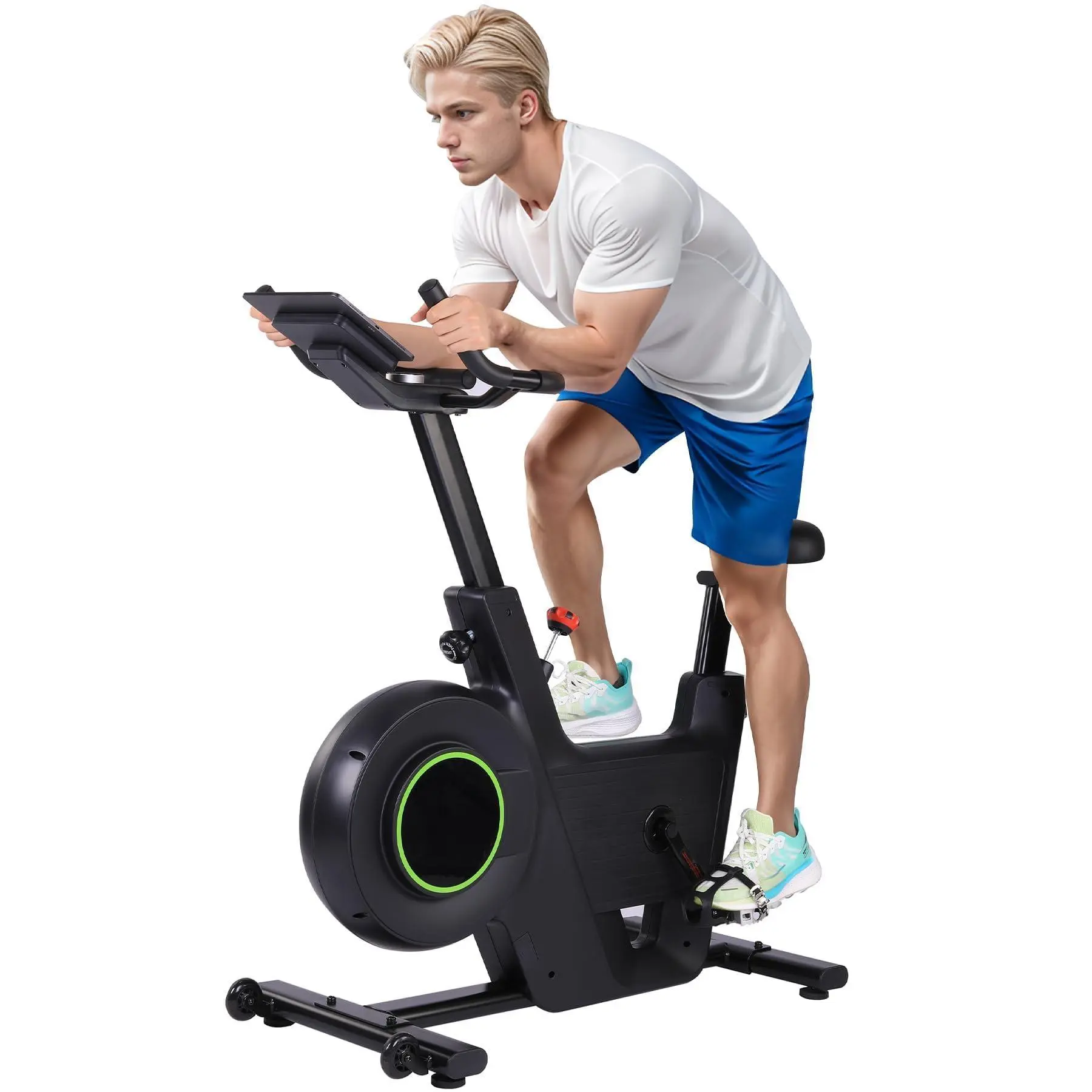 30LBS Magnetic Indoor Cycling Bike,Flywheel Stationary Bike Comfortable Seat Cushion,Scenic Rides & Live Classes for Home Workouts