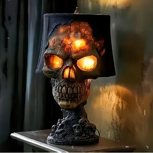 Gothic Desktop Skull Ornament, Resin Craft Creative Skull Head, Melting Rock Skull Lamp for Dark Mysterious Atmosphere, Home Decor
