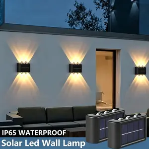 Solar Outdoor Wall Light 4PCS 6 LED Waterproof Garden Light Courtyard Balustrade Decorative Atmosphere Lamp Down Luminous Solar Lamp