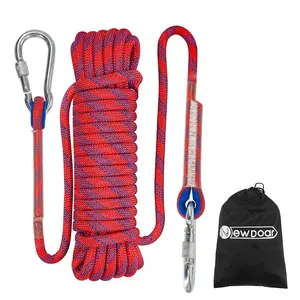 NewDoar 10mm Static Safety Rope with 2 Steel Carabiner Set - for Climbing, Roofing Tools Use | Rescue Rappelling Rope for Emergency Descents, 2 Carabiner Set