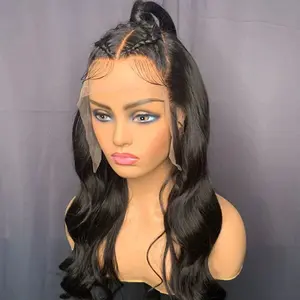 26 Inches 13x6 Pre Up-do Body Wave with Braids Lace Frontal Wig 100% Human Hair