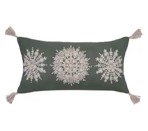 24" x 12" Sage Snowflake Throw Pillow by Valerie