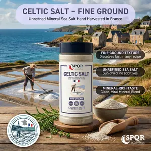 Celtic Salt Fine Ground Unrefined Mineral Sea Salt Hand Harvested in France XL 1 lb. Bottle by SPQR Seasonings