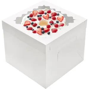 10 count Tall Cake Boxes,10x10x10 White Bakery Boxes with Window Cake Containers 10 Inch Large Cake box,10x10 Square Cardboard Cake Box,Cake Decorating Supplies for  Giving