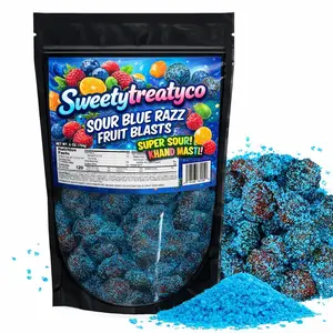 Viral Blue Raspberry Sour Gushers – Extreme Sweet & Tangy Juicy Center Gummies Candy  ( 8 OZ)