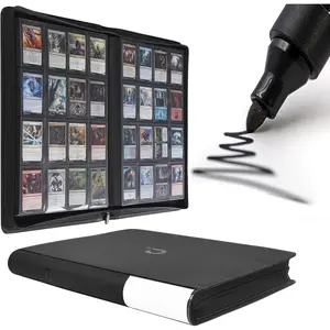 SUNDAY MIRTH Card Binder 16 Pocket - Fits 1024 Cards,4X4 Ringless Card Album with Sleeves for Trading Cards & Sports Cards(Model A,Classic Black)