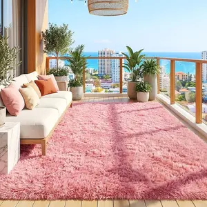 G-DAKE Ultra Soft Fine Plush Shaggy Rug, Anti-Slip Fluffy Pink & Bean Paste Pink Area Rug, Cozy Skin Friendly Carpet for  Bedroom Living Room Home Decoration