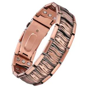 Feraco  Copper Bracelet for Men, Natural Wood Grain Style, 3800 Gauss Strong Magnets, 99.99% Pure Copper, Adjustable, Comfortable Daily Wear