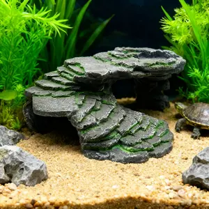 Reptile Rock Bath Platform, Hidden Cave for Geckos, Snake Hole, Hideaway for Reptiles, Amphibians, Small Animals, Lizard, Fish Cave