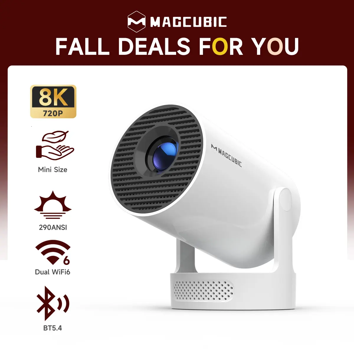 [US warehouse] Magcubic HY300Pro+ 290ANSI Projector Android 14 BT5.4 WIFI6 8K 4K Decode Native 1280*720P 0.9:1 Throw Ratio Built-in Speaker & Appstore Allwinner H726 Home Cinema Mini Smart Portable Upgraded HY300Pro #TechVibes