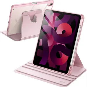 Rotating Case for iPad 7/8/9th Gen 10.2-Inch Tablet, 360 Degree Rotation Protective Stand Flip Cover, Clear Back, Aesthetic, Auto Wake/sleep