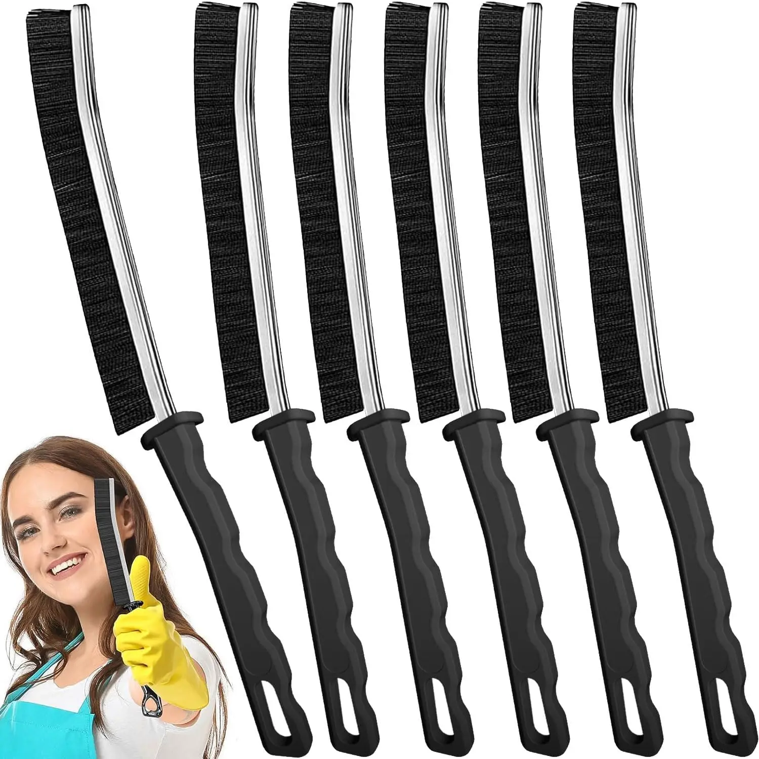 5 Pcs Crevice Cleaning brush，Mom's Ultimate Crevice Cleaner Pack -Bristle Brushes for Tile Grout, Hard Bristle Gap Brush，for Bathroom Household Kitchen Tiles Window Crevice Cleaning，Spring Cleaning Tool Tool Kit Set Hand Tools Hardware Efficiency