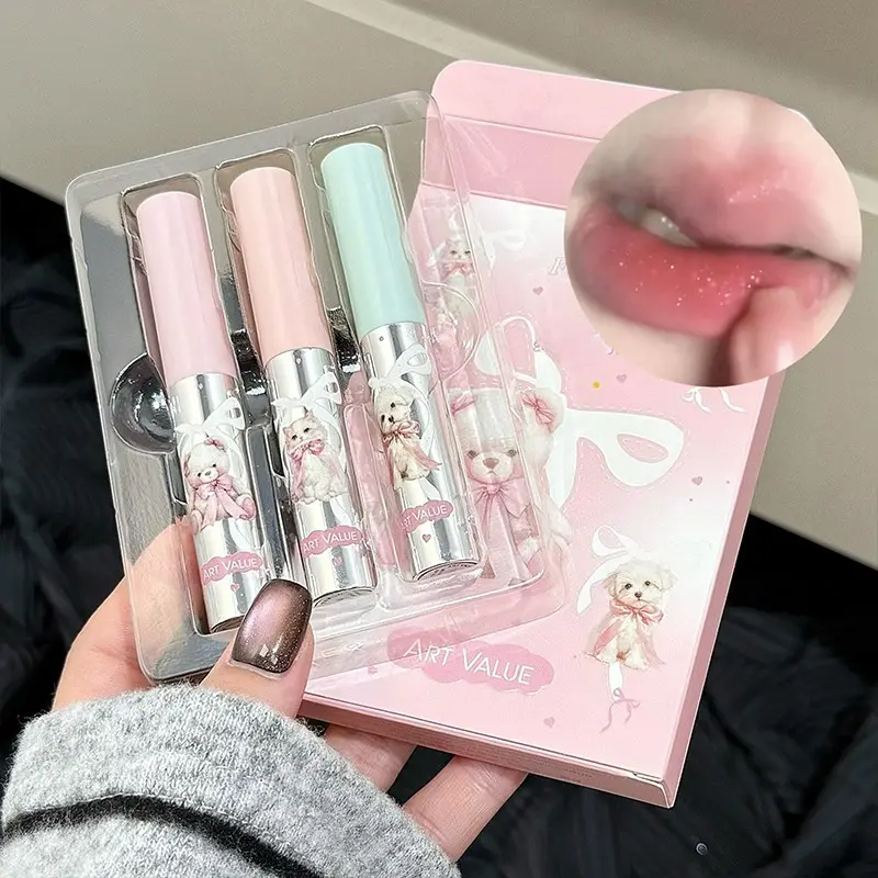 Cute Pet Lip Gloss Set, Solid Balm Texture, One-Swipe Color Payoff, Glossy & Matte Dual Finish, Hydrating Long-Wear Lip Care