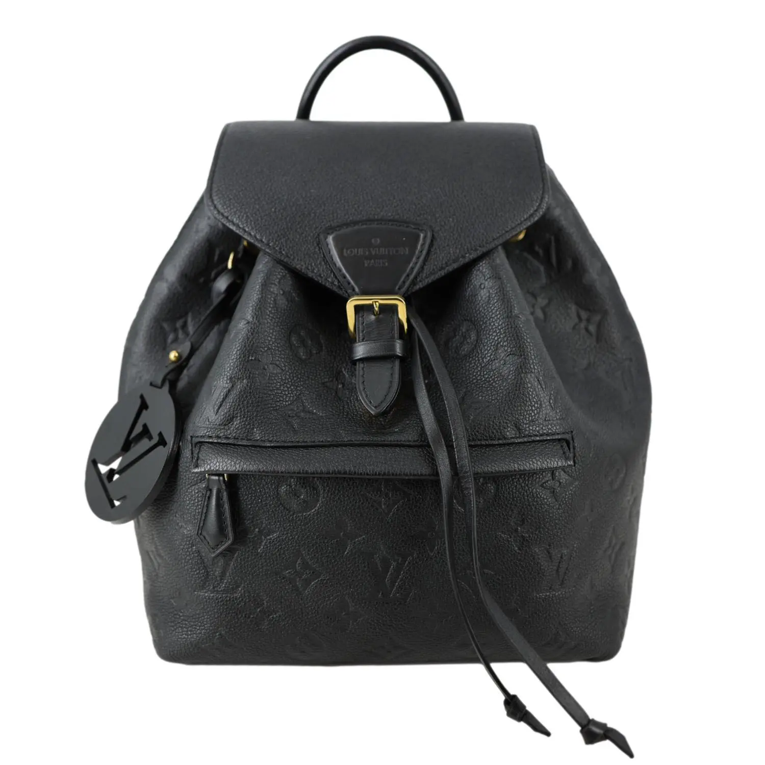 Pre-owned Louis Vuitton Leather Backpacks Montsouris NM PM Monogram Empreinte Backpack Black