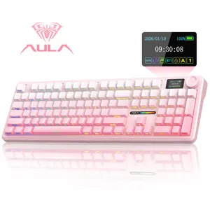 AULA F108 PRO Wireless Mechanical Keyboard,Full Size Keyboard with 8000mAh Battery,Side Printed PBT Keycaps,RGB Backlit Hot Swappable Custom Gaming Keyboards