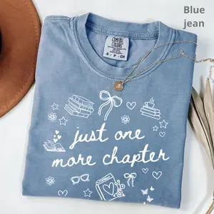 Comfort Colors Vintage Just One More Chapter T-shirt, Trendy Bookish Merch Book Lover T-shirt Bookish Girly Reading Shirt Cute Book Gift For Her