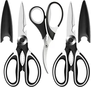 Kitchen Scissors All Purpose 3 Pack - Heavy Duty Stainless Steel Cooking Shears for Cutting Meat, Food, Fish, Poultry, Dishwasher Safe Set