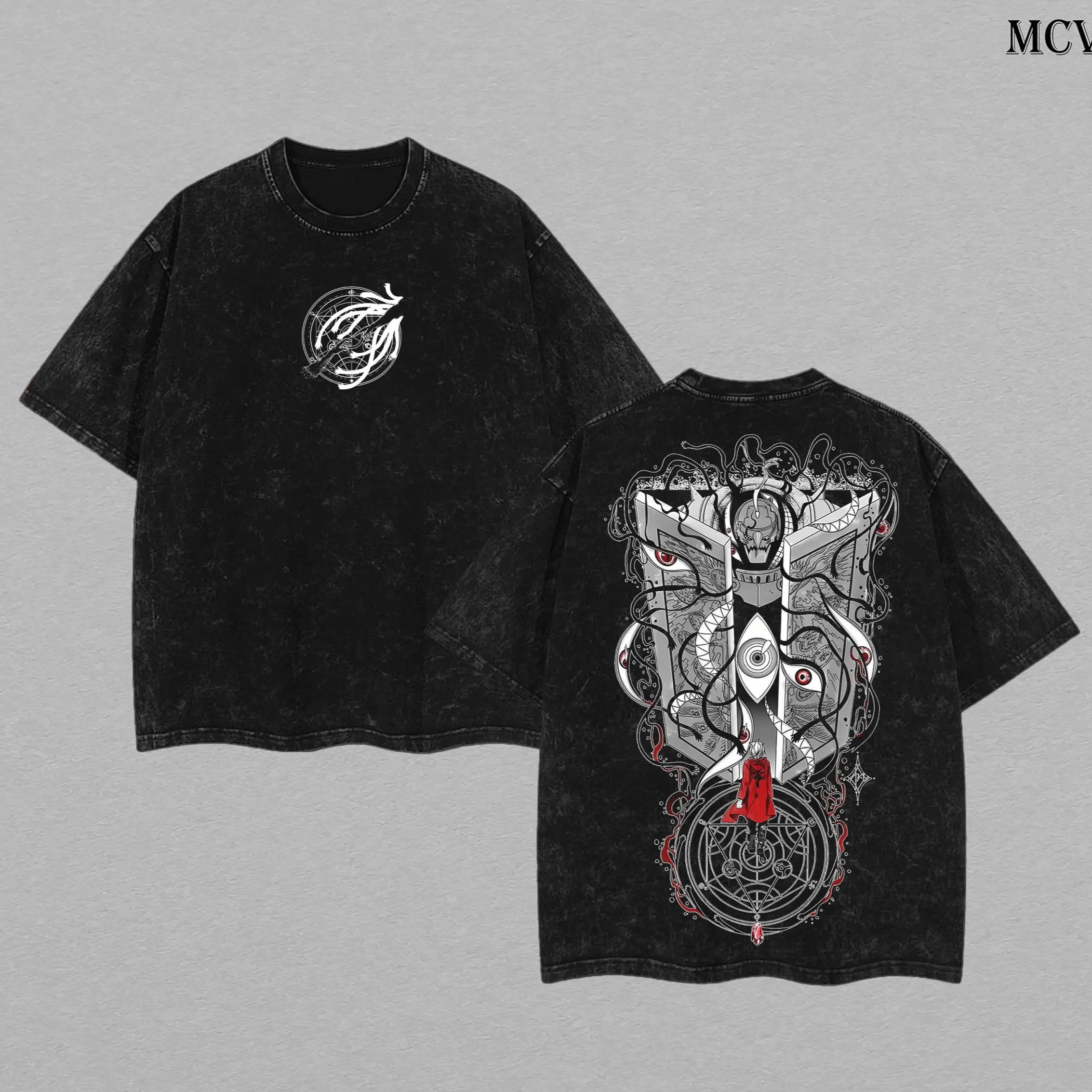 Edward Elric Gate of Truth Shirt – Fullmetal Alchemist Oversized Washed Heavyweight Cotton Tee Soft Classic