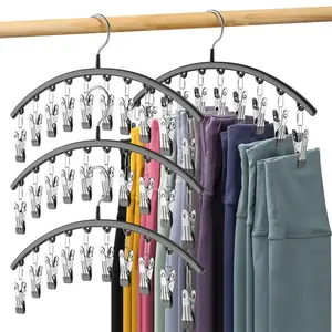 Space Saving Clothes & Pants Hanger, 2 Counts Multi-functional Windproof Drying Hanger with Clip, Hanging Storage Closet Organizer for Hat & Jeans & Scarves