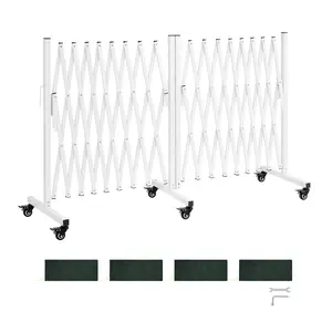 Fathersdaygift VEVOR Double Expandable Barricades, 18FT Expandable Safety Barrier, 0-180 Rotatable Mobile Barricade with Locking Casters, Portable Folding Security Gate Traffic Fence for Patio Garden Stairwaydealsforyoudays