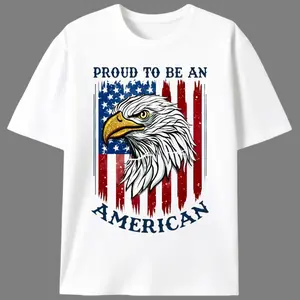Vintage American Eagle Head Unisex T-Shirt |   Patriotic US Flag Print |   Proud American Casual Short Sleeve
