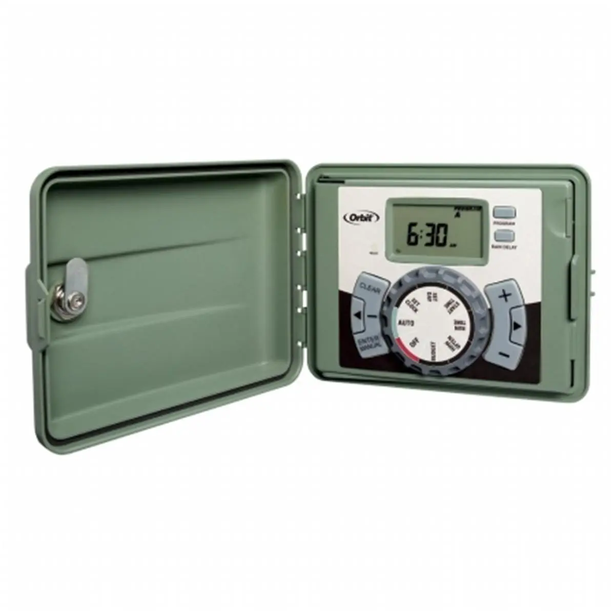 Orbit Watering System Timer, 4-Station Outdoor Swing Panel Sprinkler Controller with Easy-Set Logic, Large LCD Display & Drought-Safe Mode, Yard Sprinkler For Lawn, Sprinklers