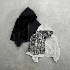 2025 New Two Sided Clothing Harajuku Retro Leopard Print Fashionable Loose Zipper Hoodie Unisex Street Hip Hop Casual Sweatshirt Suitable For Spring And Autumn Daily Wear Comfortable Breathable Top For Men And Women
