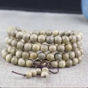 ENERGY Jinshan Wood 108 8mm Buddhist Prayer Wood Bead Mala Necklace Bracelet Hand-Knotted by Monks for Meditation & Confidence Boost
