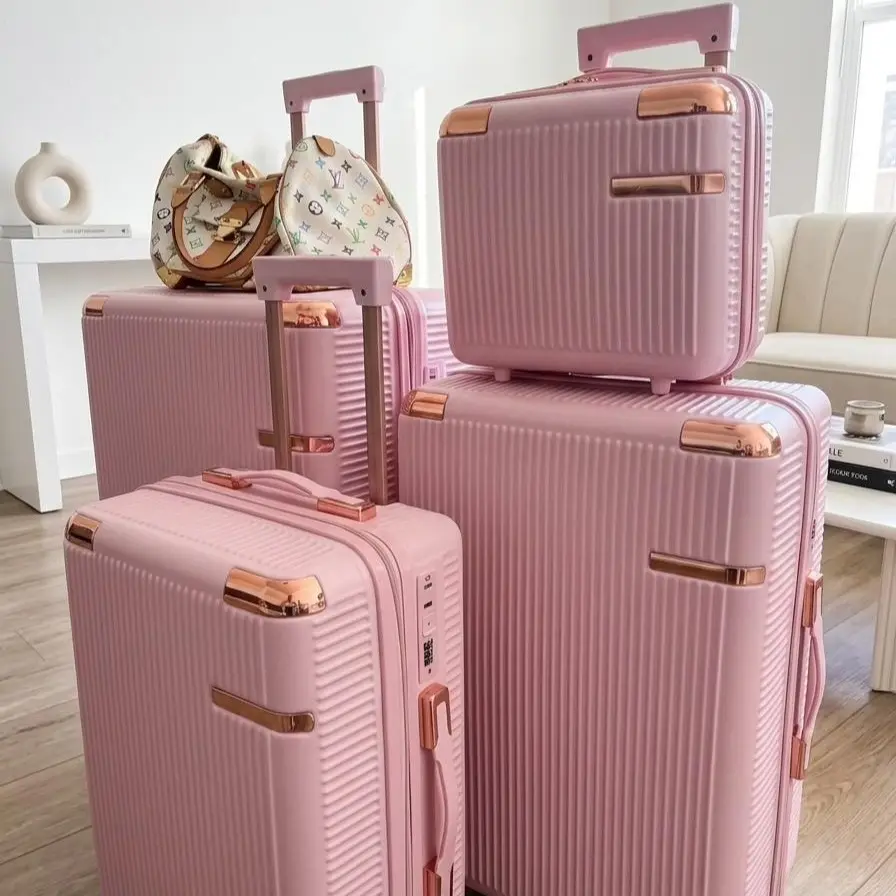 4-Piece Hardshell Luggage Set,Scratch-Resistant cyber luggage with Multi-directional Wheels and Telescoping Handle,carry on luggage with wheels，luggage bags for travel,Carry On Roller,summer hands free travel