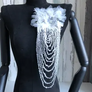 Clothing Accessories, Embroidery Flowers, Handmade Glass Beads, Lace Floral Decorations, DIY Materials for Dresses and Wedding Gowns, Floral Appliques