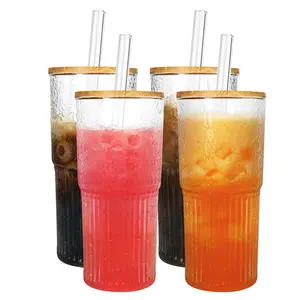 ANOTION Valentines Gift for Women,  20oz High Borosilicate Glass Tumbler with Lids and Straws – Perfect for Iced Coffee, Water, Smoothies, and More