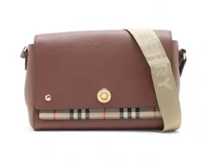 Pre-owned BURBERRY Leather/Canvas Crossbody Bags Small Leather & Vintage Check Crossbody Bag