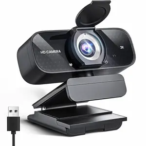 2K HD Webcam with Wide Angle Lens, Privacy Cover, Auto Light Correction and Noise-Canceling Mic, Plug & Play USB Camera for Desktop/Laptop/Mac/PC, Webcam 4K for Streaming Living, TikTokShopSpringGlowUp