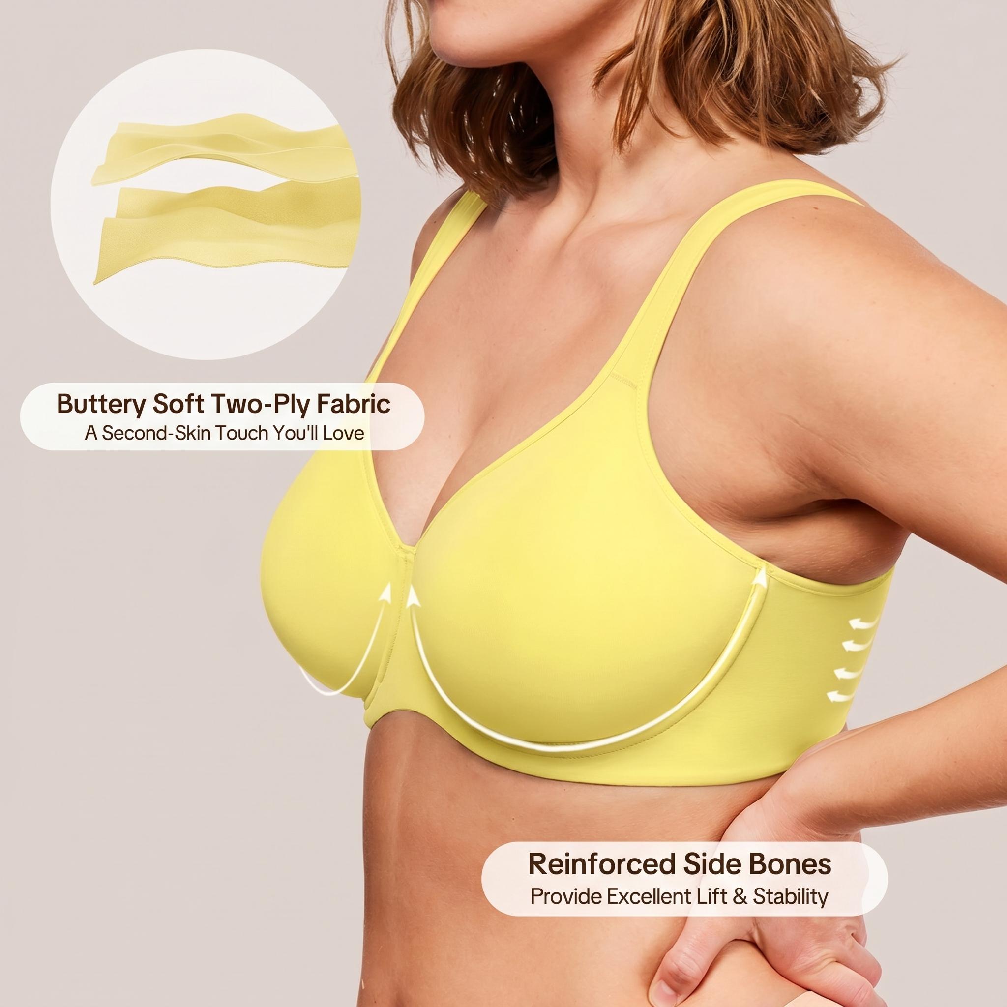 HSIA Joan Comfortzone Plus Size Unlined Full Coverage Minimizer Bra for Large Bust Women Underwire Support Seamless Naked Feel T Shirt Non-Padded Bra Instantly Slims 1 to 1.5 Cups Wider Cushioned Straps Anti Sag Smoothing Daily Lingerie HSIA Joan Comfortzone Plus Size Unlined Full Coverage Minimizer Bra for Large Bust Women Underwire Support Seamless Naked Feel T Shirt Non-Padded Bra Instantly Slims 1 to 1.5 Cups Wider Cushioned Straps Anti Sag Smoothing Daily Lingerie