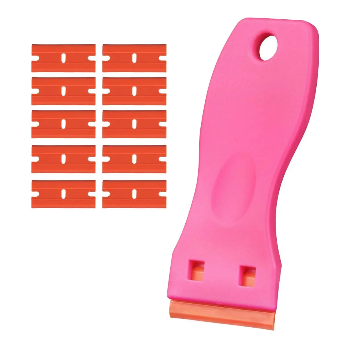 GOO GOO Tape Remover Scraper Tool Plastic Razor Blade Scraper with 10 Orange Replacement Blades, Hot Pink Plastic Scraper for Tape in Extensions, Effectively Removes Tape Residue summer hairstyles #tiktokshopbacktoschool #sohochic