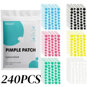 240pcs Star Water Gel Hydrocolloid Patches for Day and Night Use, Skin Repair, Perfect Fit to Cover Blemishes, Acne, and Scars, Multiple Colors and Styles Available