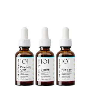 GEEK & GORGEOUS Porefect Skin Multi-Pack - Vegan, Fragrance-Free BHA Evening Skincare Set for Oily Skin with 2% Salicylic Acid Cleanser, 10% Niacinamide Serum, Hyaluronic Acid Hydrator to Hydrate, Boost Moisture & Target Blemishes & Blackheads