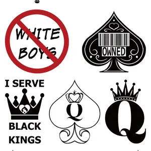 Queen of Spades QOS Style Temporary Tattoo Set - 8-Piece Spade Shape, Waterproof, Long-Lasting for All Skin Types